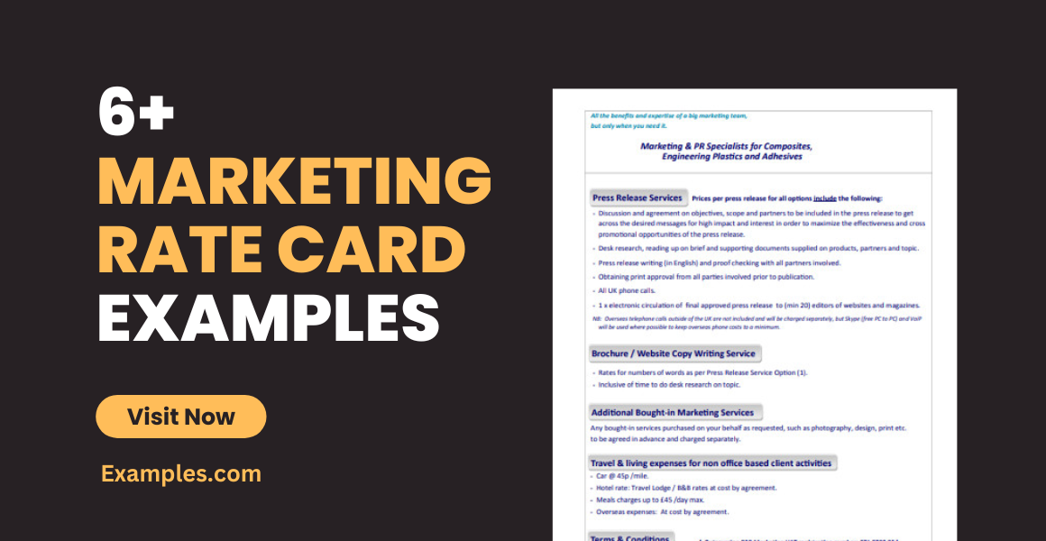 Marketing Rate Card Examples