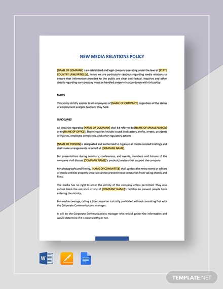 media relations policy template