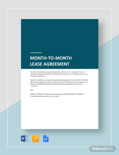 Month to Month Tenant Lease Agreement
