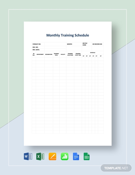 Monthly Training Schedule Template