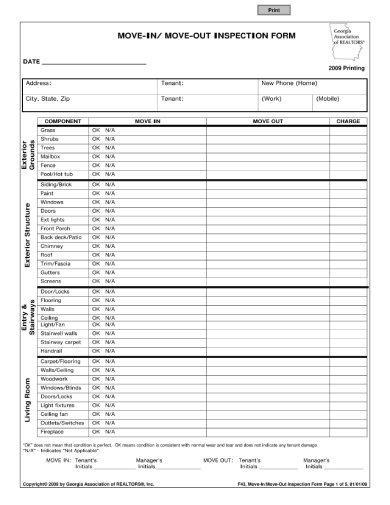 move in and move out inspection form