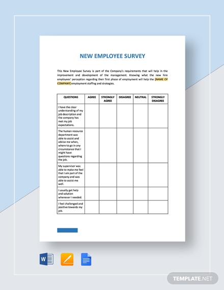 Employee Survey - 15+ Examples, Format, Word, Pages, Pdf