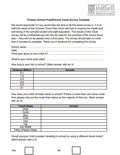 parent travel survey template 1