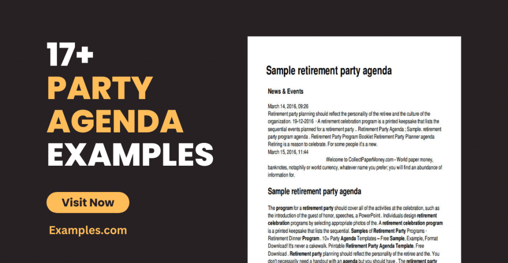Party Agenda Examples
