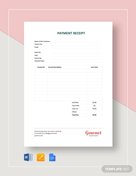 Payment Receipt 14  Examples Word Google Docs Illustrator Google