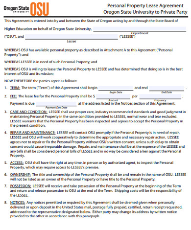 personal property lease agreement