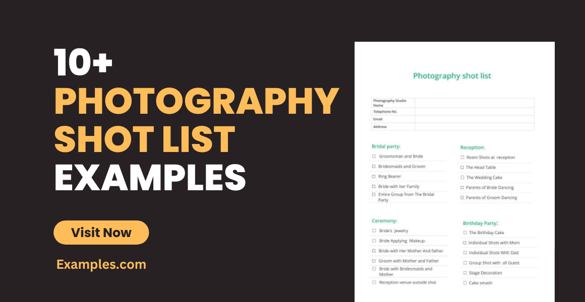 photography shot list examples