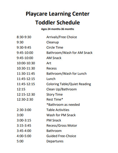 Toddler Schedule - 9+ Examples, Format, Pdf | Examples