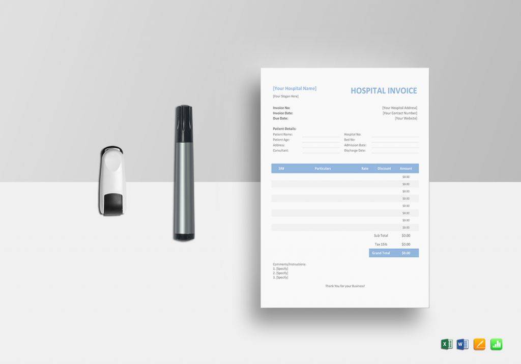 professional medical invoice template 1024x717