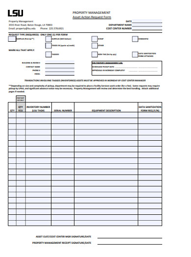 property management asset action request form