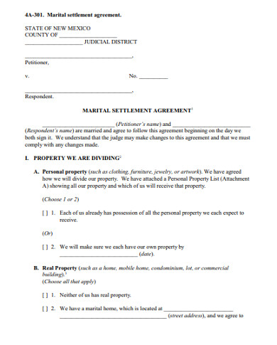 property settlement agreement example