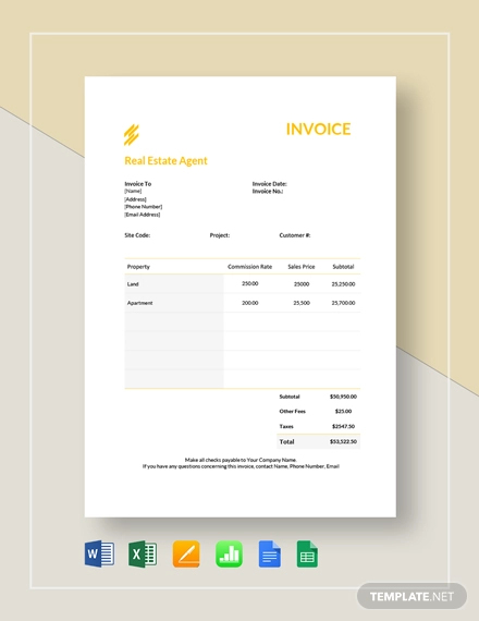 Real Estate Agent Invoice Template