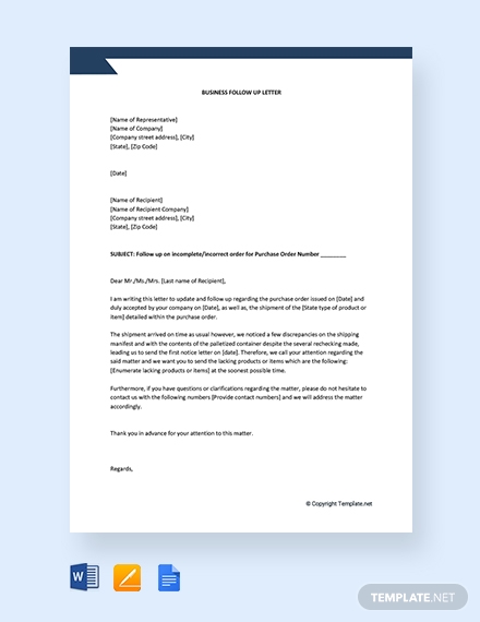 real estate business follow up letter