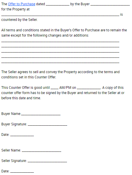 Real Estate Counter Offer Form