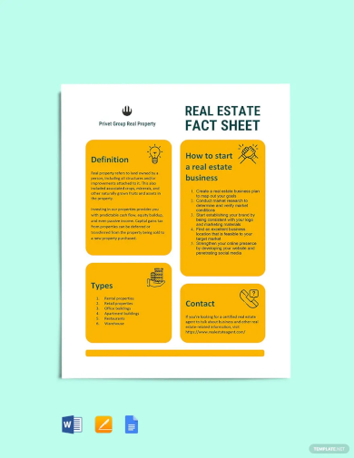 Real Estate Fact Sheet Template