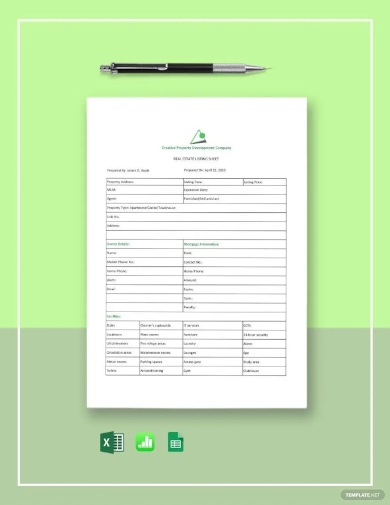 real estate listing sheet template