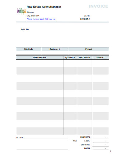 Real Estate Manager Invoice