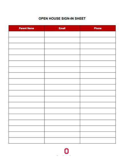 real estate open house sign in sheet example