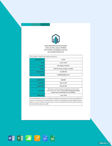 real estate service quotation template