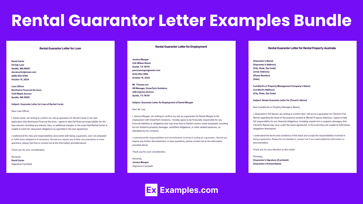 Rental Guarantor Letter Examples Bundle