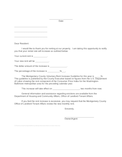 Rental Increase Letter - 7+ Examples, Format, PDF