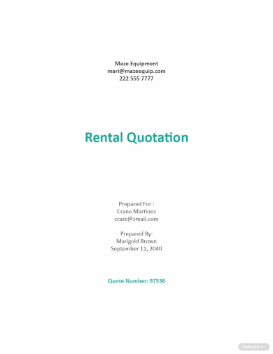 rental quotation sample template
