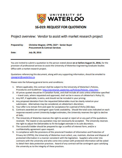 request for quotation project overview