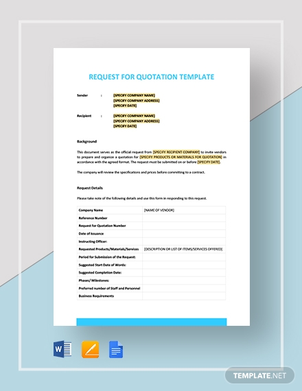 request for quotation template