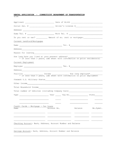 residential rental application form