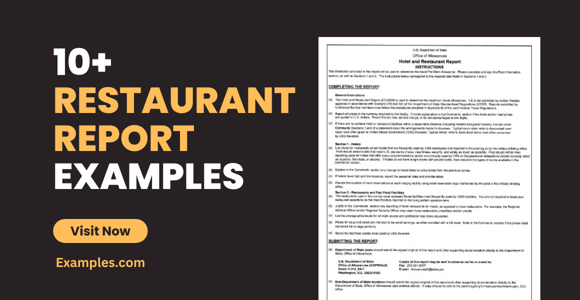 Restaurant Report Examples