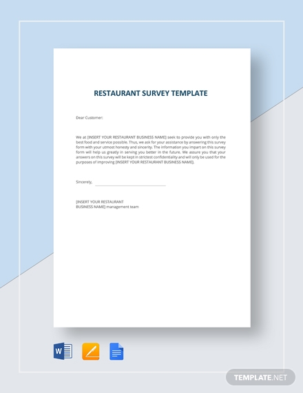 Restaurant Survey - 11+ Examples, Format, Pdf | Examples