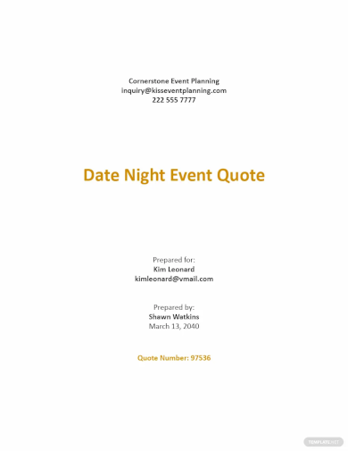 sample event quotation template