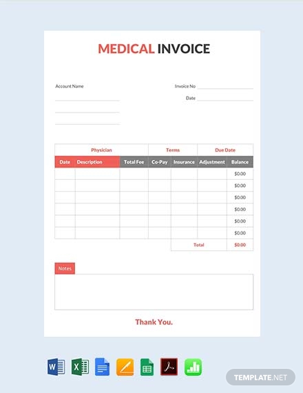 sample medical invoice template