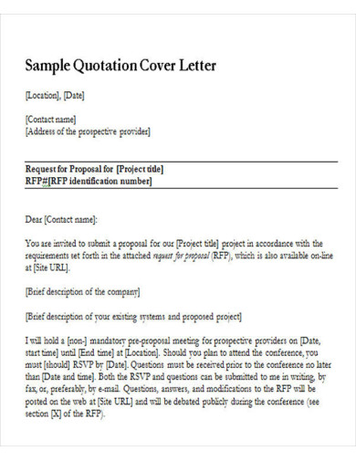 sample quotation cover letter