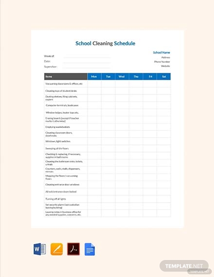 Cleaning Schedule - 22+ Examples, Format, Pdf | Examples