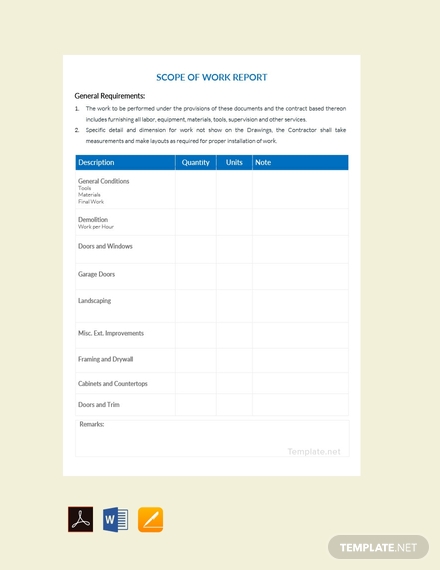 scope of work report template