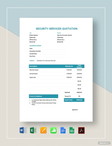 security services quotation template