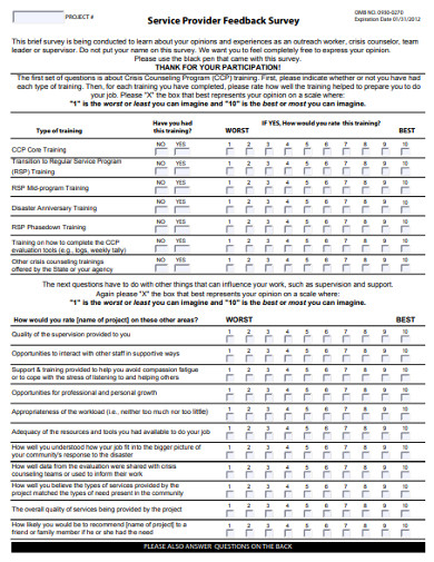 service provider feedback survey