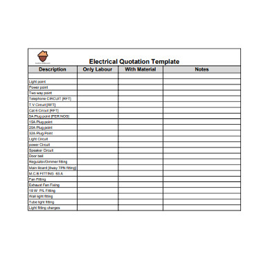 simple electrical quotation template