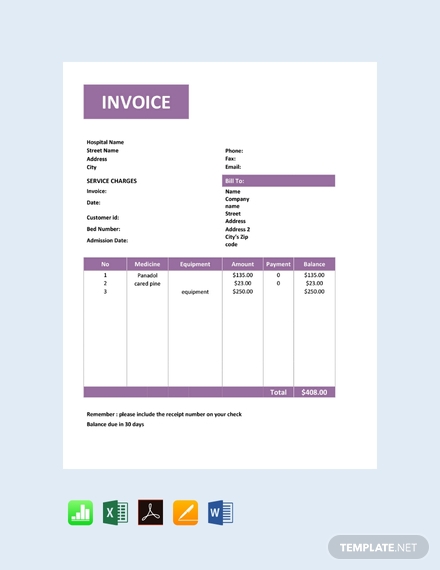 simple medical invoice template