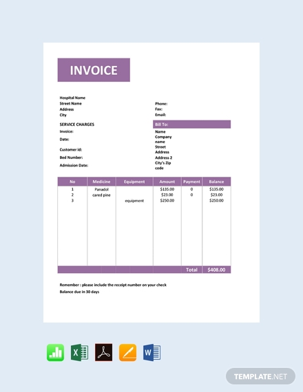 Simple Medical Invoice Template