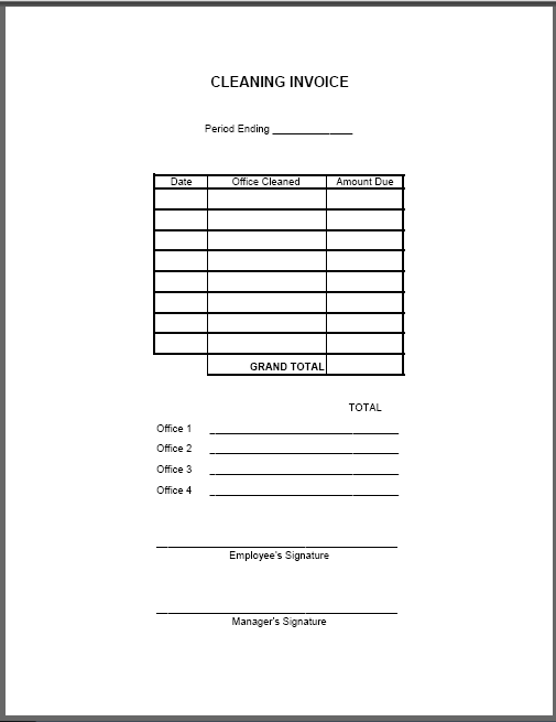 simple office cleaning service invoice