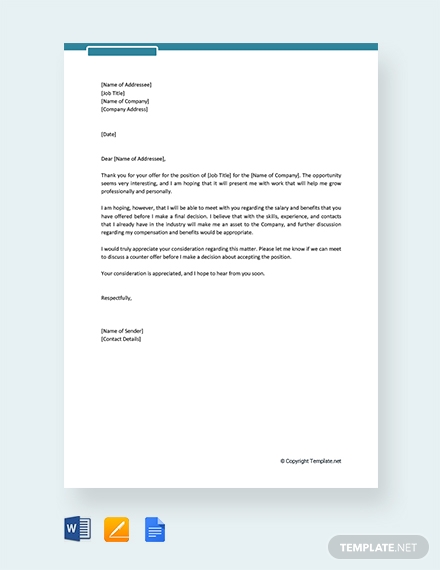 simple real estate counter offer letter