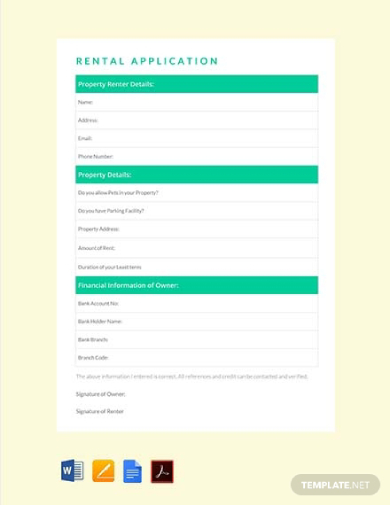 simple rental application form