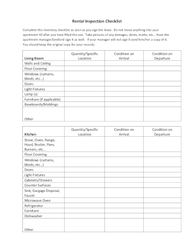 simple rental inspection checklist