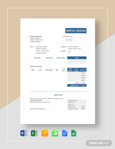 Simple Rental Invoice