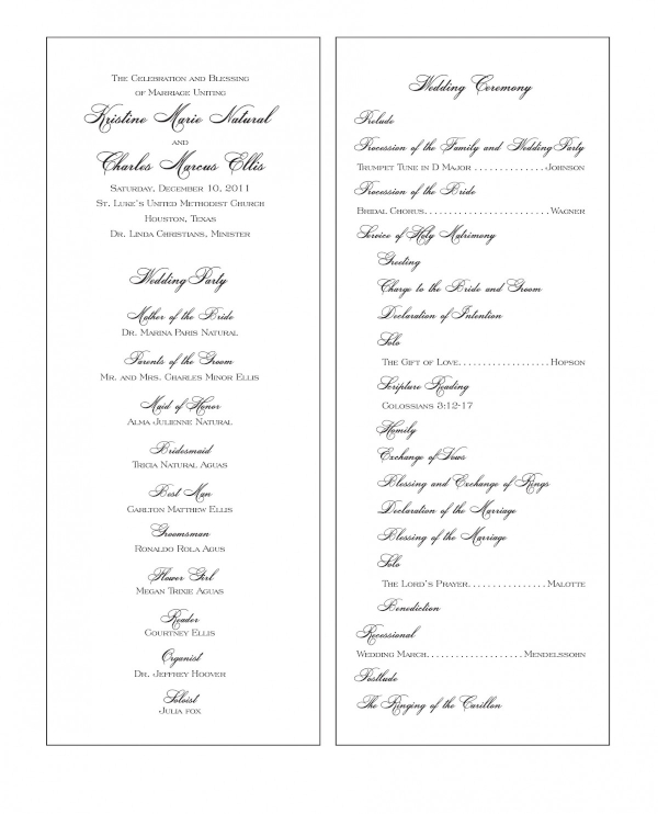 Church Wedding Program Templates