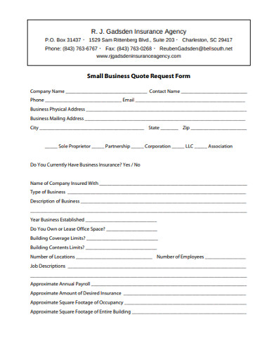 Small Business Quote Request Form