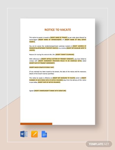 Rental Notice to Vacate - 10+ Examples, Format, Pdf | Examples