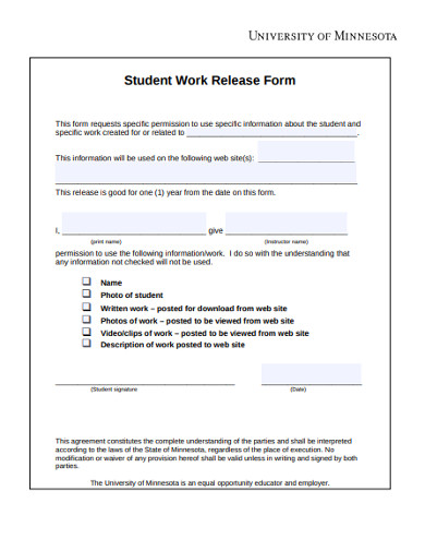 student work release form 
